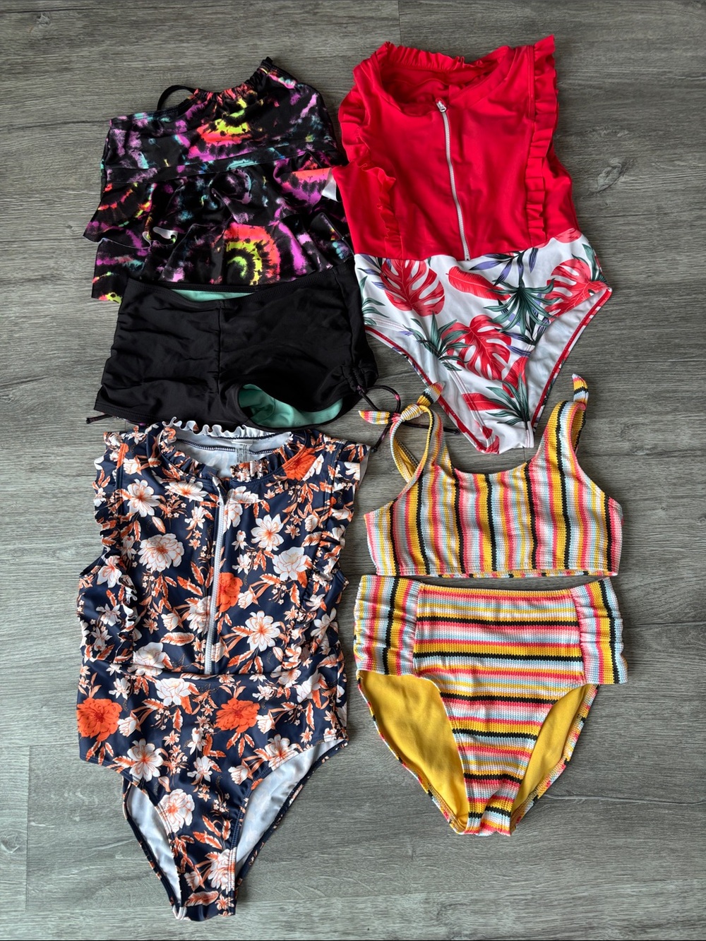 Mixed Girls' Swimsuit Bundle - Floral, Striped & Tropical